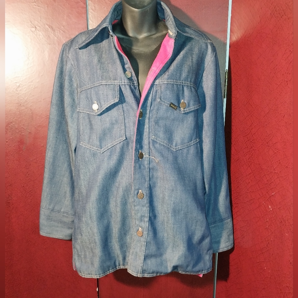 70s Roebucks Denim Jacket With Red Lining